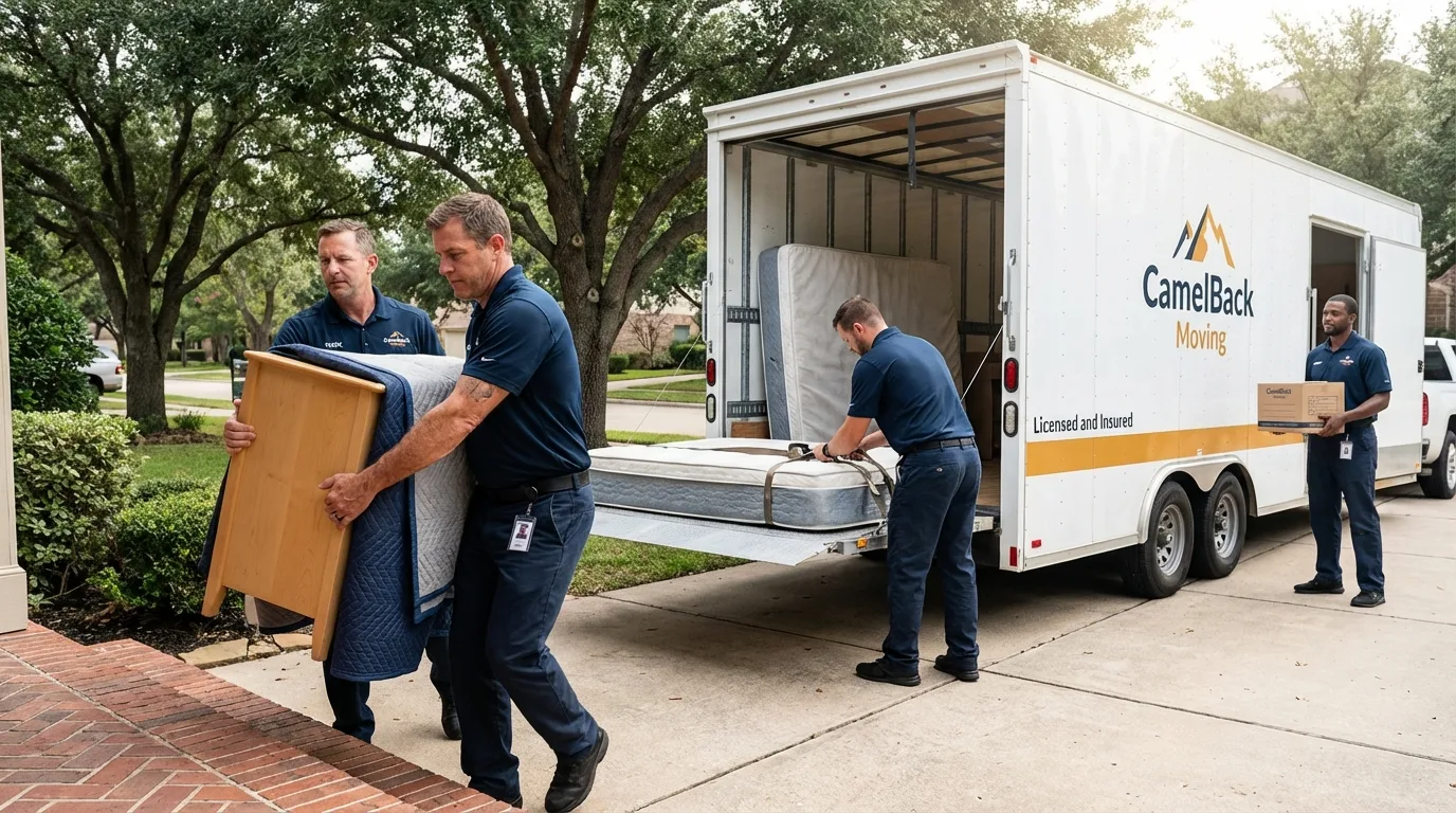 Crew loading residential truck for cross-state move from Warrenton, GA