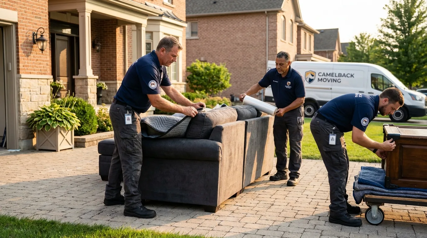 Large estate moving crew wrapping furniture in Warrenton, GA