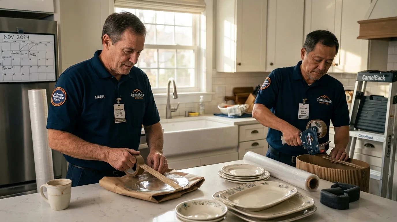 Professional crew packing kitchen dishware in Warrenton, GA